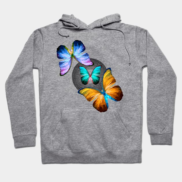 Gorgeous Sublime Morpho Butterflies Multicolored Hoodie by Nisuris Art